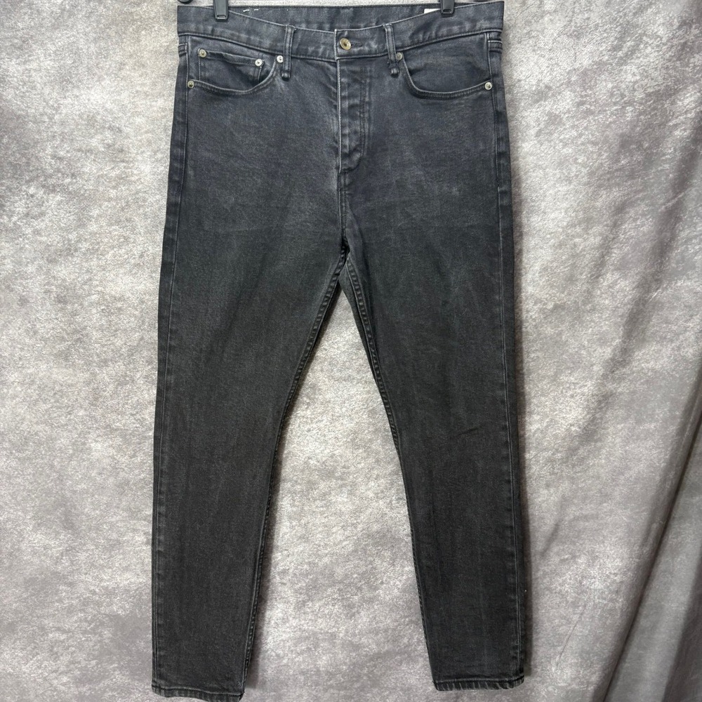 Rag & Bone Fit 1 Skinny Mens Jeans 34x30 Faded Black Denim Extra Slim Moto